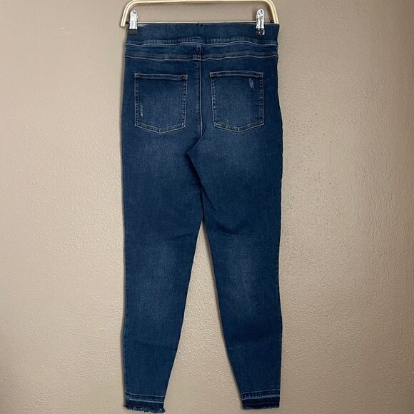 Spanx Distressed Ankle Skinny Jeans Raw Hem Size M - Picture 4 of 5